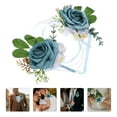 thumbnail image 3 of Raindrops Elegant Corsage and Boutonniere Set Plastic Sky-Blue Weddings 1 Set, 3 of 6