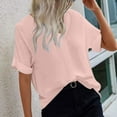 thumbnail image 5 of XuJwPNcy Women Tops Summer Short Sleeve Lapel Neck Tee Fashion Plain Tshirts Casual Loose Work Blouses, 5 of 7