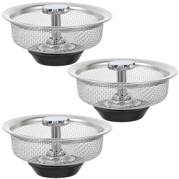 NUOLUX 3pcs Kitchen Sink Strainer Mesh Stainless Steel Sink Drain Sifter Metal Sink Stopper