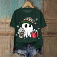 thumbnail image 2 of Towmus Women Christmas T-Shirt Funny Ghost Crewneck Short Sleeve Shirts Graphic Tee Tops Dark Green S-3XL, 2 of 6