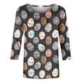 thumbnail image 5 of VKOYWKM Hauts pour Femmes Easter Day T-Shirts Imprimés Ufs Colorés Blouses Décontractées Col Rond Manches 3/4 Cadeau de Vacances Happy Easter, 5 of 5