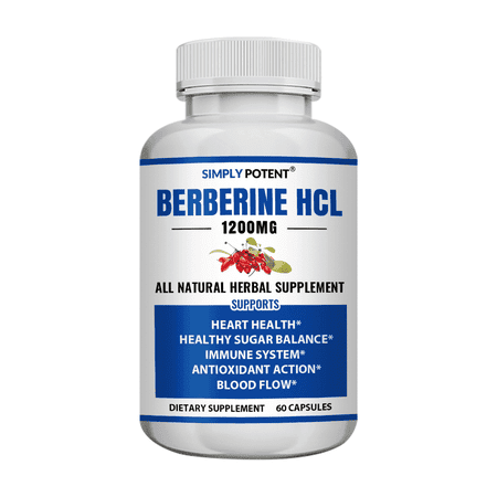 Simply Potent Berberine HCL Weight Management, Sugar Balance, & Metabolic Support 1200mg - 60 Capsules