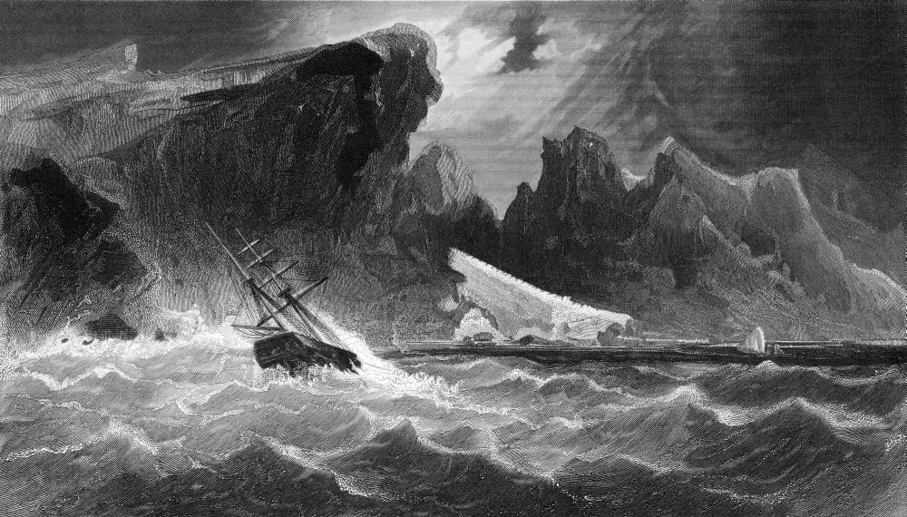 Parting Hawsers Off Godsend Ledge From Arctic Explorations In The Years 18535455 By American Explorer Doctor Elisha Kent Kane 1820 To 1857 Volume 1 Published In Philadelphia By Childs And Peterson 185