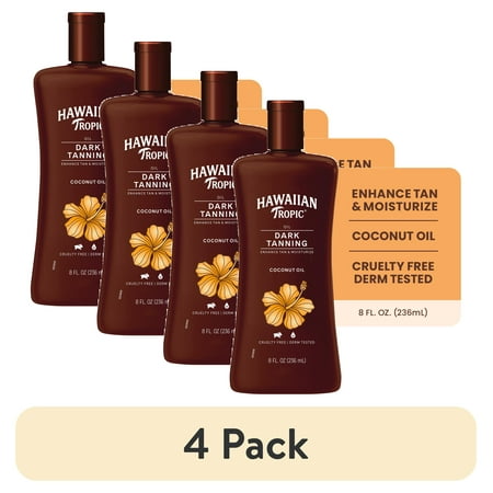 (4 pack) Hawaiian Tropic Dark Tanning Oil, 8 fl oz