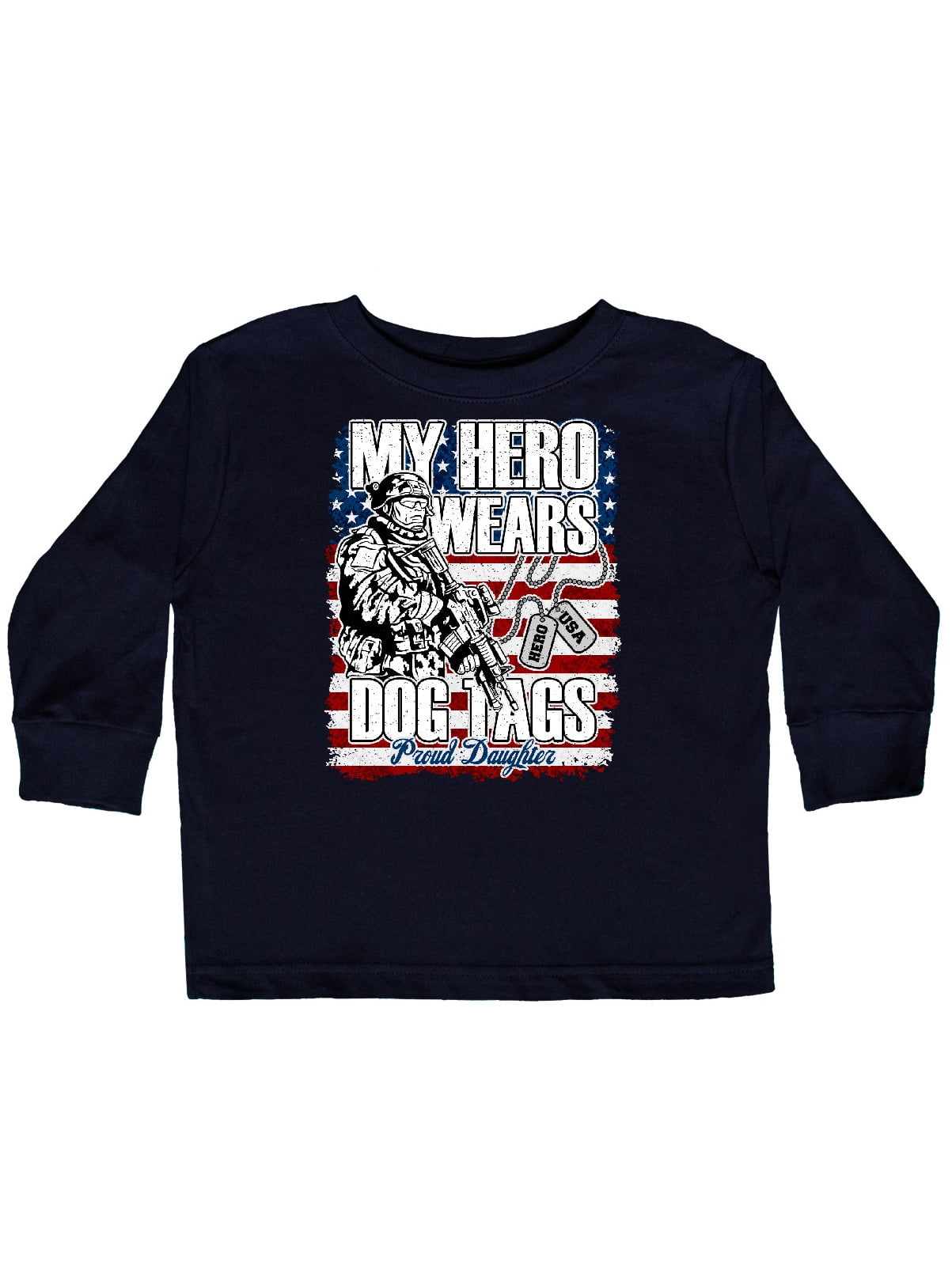 inktastic Military Proud Daughter Hero Wears Dog Tags Girls Toddler T-Shirt 