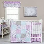 Trend Lab Grace Parure de lit 5 pièces pour lit de bébé Violet, bleu, gris et blanc