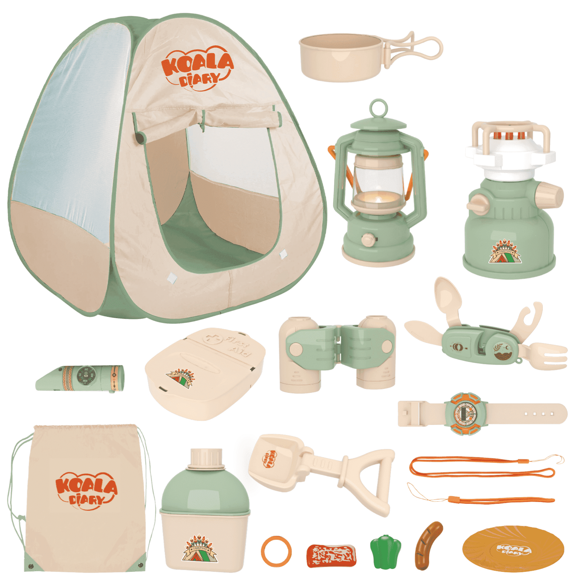 Contixo Kids Camping Playsets, Indoor/Outdoor Toddler Toys with Foldable Play Tent and Accessories, 18-Piece
