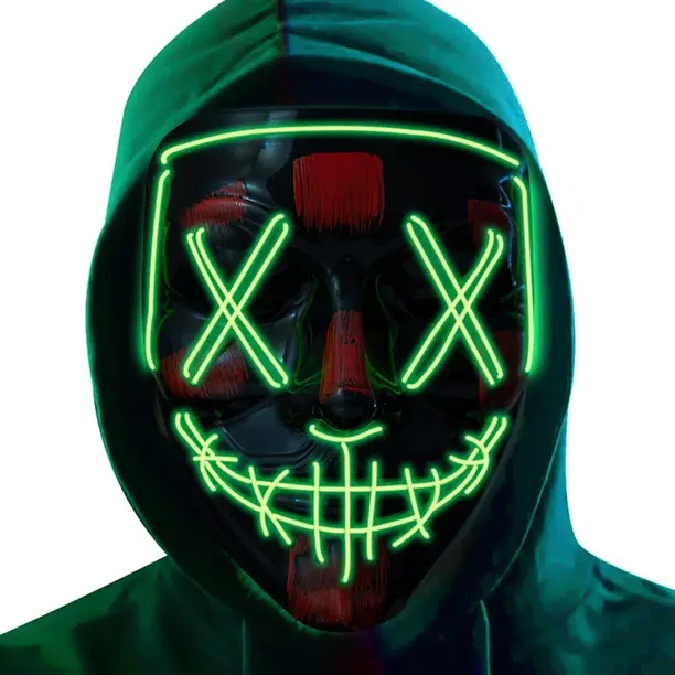 Halloween Scary Cosplay Mask With Purple Light UpGreenNosize Gao Jinjia unisex