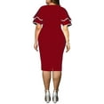 thumbnail image 4 of TRKIYQC Vestido ajustado para mujer, cuello en V, doble capa, manga corta con volantes, cremallera trasera, falda de una pieza TRKIYQC Vida cotidiana, 4 of 5