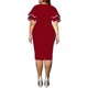 thumbnail image 4 of TRKIYQC Vestido ajustado para mujer, cuello en V, doble capa, manga corta con volantes, cremallera trasera, falda de una pieza TRKIYQC Vida cotidiana, 4 of 5