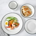 thumbnail image 4 of Martha Stewart Cliffield 16 Piece Dinnerware Set, Black Rim, White, Fine Ceramic, 4 of 7