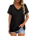 thumbnail image 5 of Gibobby Blusa Sexy Cuello en V Camiseta suelta informal con cuello en V para mujer, blusa manga corta con estampado(Negro,G), 5 of 5