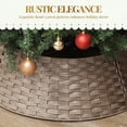 thumbnail image 3 of HOMCOM 27 inch Rustic Christmas Tree Skirt  Plastic Woven Christmas Tree Collar for Party  Holiday   Decoration  Coffee, 3 of 6