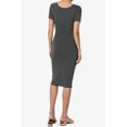 thumbnail image 2 of TheMogan Robe Midi Moulante en Jersey de Coton Extensible à Manches Courtes pour Femmes, 2 of 6