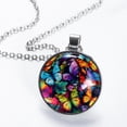 thumbnail image 2 of Butterfly Glass Circular Pendant Necklace - Elegant Jewelry Piece for Everyday Wear, 2 of 5
