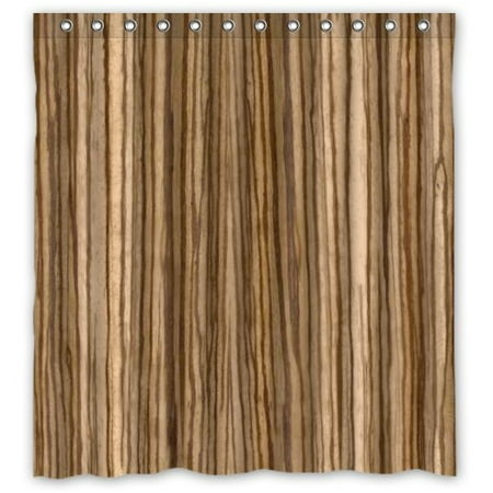 Hellodecor Wood Grain Patternlight Brown Shower Curtain