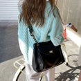 thumbnail image 4 of Bolso de hombro negro clásico para mujer, versátil, estilo retro, cruzado, cuadrado, 2024, nuevo, de gran capacidad, con solapa de cuero texturizado, 4 of 4
