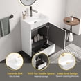 thumbnail image 5 of 20" Sturdy Compact Freestanding Cabinet, Bathroom Storage Unit with Soft Close, Modern Small Bathroom Vanity with Ceramic Sink for Bathroom, Matte White, 5 of 9