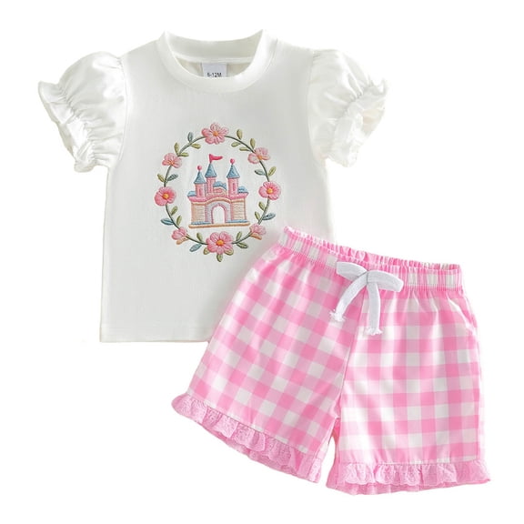 larppty Toddler Baby Girls 2 Piece Pajamas Set, "Sweet Like Mommy" Embroidered Short Sleeve Top & Shorts, Soft Cotton Kids Summer Sleepwear(White, 2-3 Years)