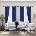 thumbnail image 1 of Juego de 2 cortinas opacas K86 para ventana, 100 % opacas, con ojales superiores, de 213 cm de largo, color azul marino, oscurecimiento total de la habitación., 1 of 6