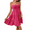Hot Pink, variant on Women's Summer Dresses Boho Sleeveless Dress Halter Solid Colour Pleated Casual Fit Elegant Vacation Sundress (Red,Small)