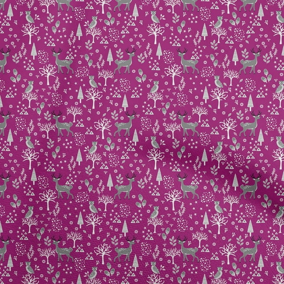 oneOone Cotton Cambric Dark Magenta Fabric Animal Fabric For Sewing Printed Craft Fabric By The Yard 42 Inch Wide