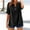 Black, variant on Viluyesy Women's 3/4 Sleeves T-Shirt V-Neck Button Shirt Tops Fashionable Button Cotton Loose Blouse Black Size 3XL