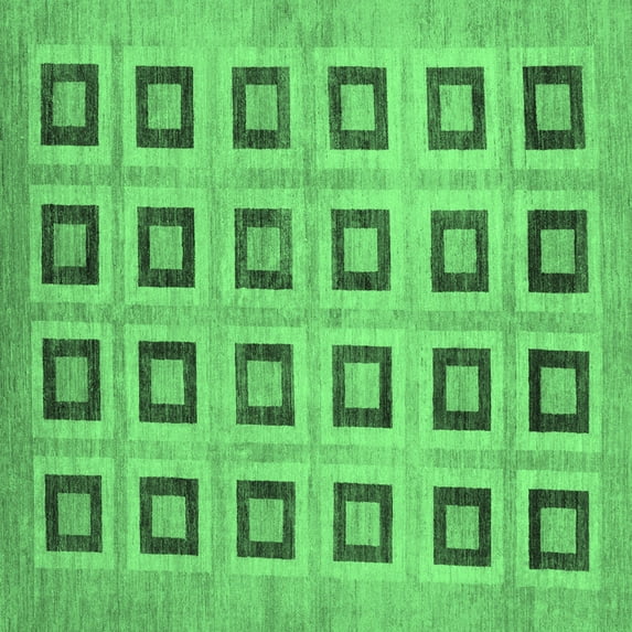 Ahgly Company Indoor Square Abstract Emerald Green Modern Area Rugs, 7' Square