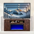 thumbnail image 5 of Modern Fireplace TV Stand for 75 inches TV, 36" Electric Fireplace w/ Wood Media Console, 32" Tall Entertainment Center & Adjustable Shelves for Living Room, Curved Profile Design, 5 of 9