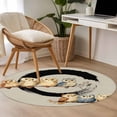 thumbnail image 4 of Round Rugs 4Ft, Japanese Style Round Area Rug Washable Indoor Throw Carpet, Grey Farmhouse Owl Birds Branches Soft Non Slip Circle Rug for Kitchen Nursery Room Home Decor Aesthetic, 4 of 8