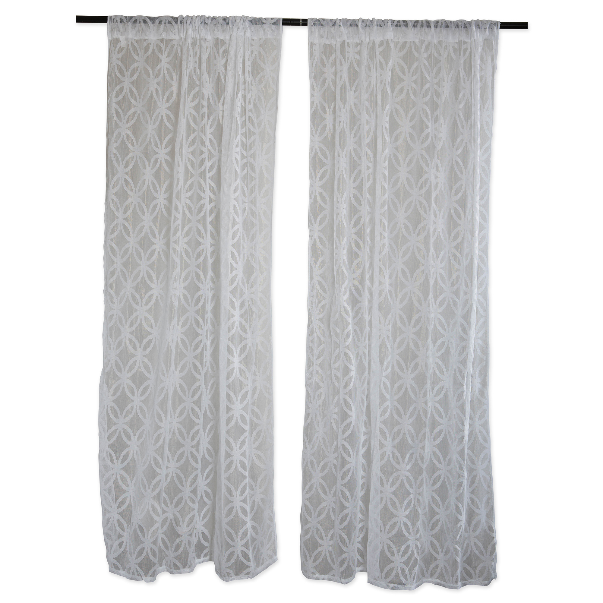 DII Sheer Lace Decorative Curtain Panels For Bedroom, Living Room, Guest Room, or Formaal Sitting Areas, Light & Airy To Filter Sunlight Into Room, (Set of 2, 50 x 63') White Lattice