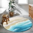 thumbnail image 3 of Round Rug 3.3Ft Washable Non-Slip, Blue Ombre Beach Circle Area Rugs for Living Room Bedroom, Ocean Coastal Gradient Waves Summer Indoor Floor Mats Carpet Runner for Home Decor Aesthetic, 3 of 8
