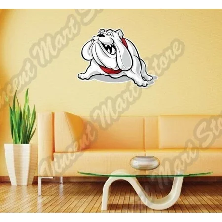 DOPASTICKER Bulldog Dog Cartoon Smiling Face Wall Sticker Interior Decor Phone Decal Water Bottle Stickers Cars Stickers Water Bottle Stickers For Kids