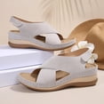 thumbnail image 6 of Eltusu Women Platform Sandals, Vacation Ankle Strap PU Open Toe Dress Sandals Shoes Gray Size 9.5, 6 of 8