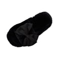 thumbnail image 2 of Women Fluffy Faux Fur Glitter Bow Square Open Toe Slide Slippers Black 7.5-8.5, 2 of 9