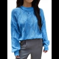 thumbnail image 2 of Suéter Informal de Larga para Mujer, Jersey de Punto Acanalado, Holgado, con Cuello Redondo y Cable, para Otoño. Azul M, 2 of 7