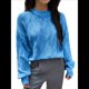 thumbnail image 2 of Suéter Informal de Larga para Mujer, Jersey de Punto Acanalado, Holgado, con Cuello Redondo y Cable, para Otoño. Azul S, 2 of 7
