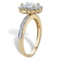 thumbnail image 2 of PalmBeach Jewelry Emerald-Cut Created White Sapphire and Diamond Accent Halo Engagement Ring 1.60 TCW in 18k Gold-plated Sterling Silver, 2 of 4