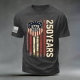 thumbnail image 5 of mgoYE America 250th Anniversary T Shirt Men T-Shirts Graphic Tees Mens 250 Years of Freedom 1776 2026 American Flag 4 July Vintage O-Neck T-Shirt(Dark Gray,L), 5 of 5