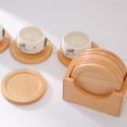 thumbnail image 3 of 6 posavasos de madera para bebidas, portavasos con soporte para decoración de hogar, oficina y apartamento., 3 of 7