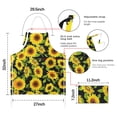 thumbnail image 7 of Black Green Leaf Sunflower Pattern Apron-Garden Aprons for Women with Pockets-Cotton Linen Waterproof Kitchen Cooking Gardening Aprons Adjustable for Kitchen,Cooking,BBQ and Salon 33x27 Inch, 7 of 7