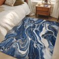 thumbnail image 5 of Retro Navy Blue White Large Area Rugs for Bedroom Living Room, Soft Non Slip Carpet Bedside Rug, Marble Abstract Art Rectangular Floor Cover Kitchen Accent Rug 2.7'x5' for Dining Room/Office, 5 of 9