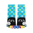 thumbnail image 1 of Unique Bargains Chaussettes Extensibles pour Femmes Motif à Pois Lettres Chat, 1 of 2