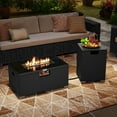 thumbnail image 2 of Costway 2 PCS Outdoor Rattan Fire Table Set with Tank Cover Tempered Glass Tabletop Black, 2 of 10