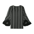 thumbnail image 2 of Alfani Womens Striped Knit Blouse, Black, X-Small, 2 of 2