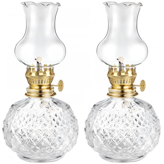 HIBIBUD 2026 New 2 Pcs Glass Kerosene Lamps Vintage Kerosene Lamps Portable Oil Lanterns for Home Kerosene Lamps for Indoor Use for Home Decor,Emergency Lighting,Outdoor Camping,Power Outages.