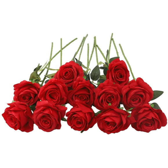 Artificial Red Roses Bulk Stems