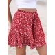thumbnail image 5 of Pantalones cortos SimpleFun Y2K de chifón con volantes florales para mujer, color rojo, 5 of 6