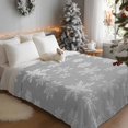 thumbnail image 2 of Throw Blanket Fleece Throw Blanket 50x60in, Christmas Winter Snowflakes Soft Lightweight Bed Blankets White Snow on Gray Fuzzy Couch Blankets for All Season, 2 of 9