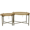 thumbnail image 6 of DecMode 20", 18"H Brown Rattan Nesting Coffee Table with Metal Bamboo Inspired Legs, 2-Pieces, 6 of 11